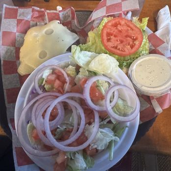 The Cove Pub and Grub - Swiss burger with salad - Pubs Near Me - Inverness, Florida The Cove Pub and Grub - Swiss burger with salad - Pubs Near Me - Inverness, Florida