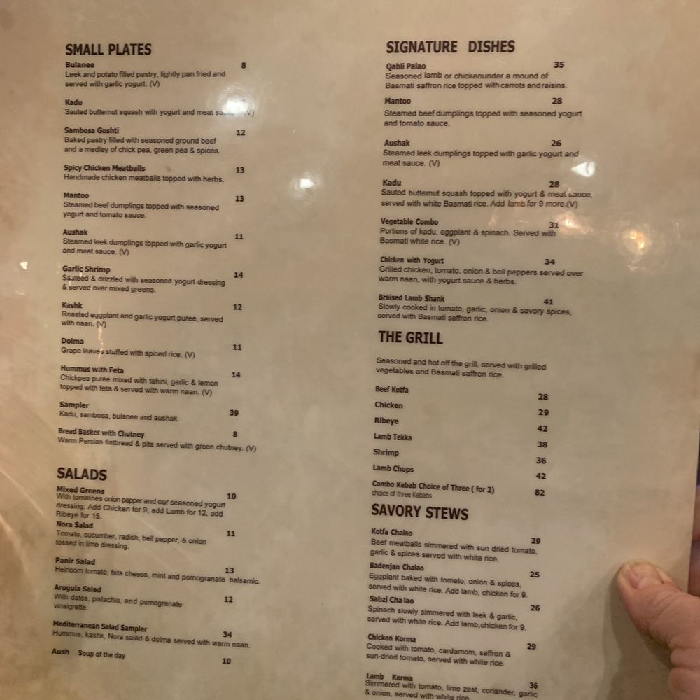 Nora Restaurant and Bar - Menu - Afghan Near Me - Dallas, Texas Nora Restaurant and Bar - Menu - Afghan Near Me - Dallas, Texas