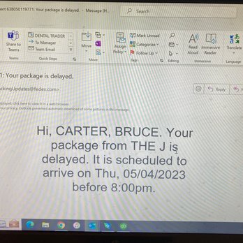 FedEx - Photos shows email stating the pkg was delayed to Thursday with sticky tag they left on Wed. - Couriers & Delivery Services Near Me - Memphis, Tennessee