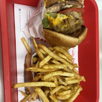 In-N-Out Burger - Cheeseburger animal style and side of well done fries - Fast Food Near Me - Baldwin Park, California In-N-Out Burger - Cheeseburger animal style and side of well done fries - Fast Food Near Me - Baldwin Park, California