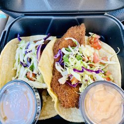 The Crisp - Best fish tacos with sauces on the side. Love the creamy spicy mayo and habanero lemon sauce!