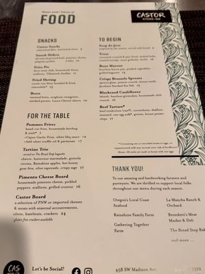 Menu photo 1 Castor Kitchen & Bar Corvallis, OR Menu photo 1 Castor Kitchen & Bar Corvallis, OR