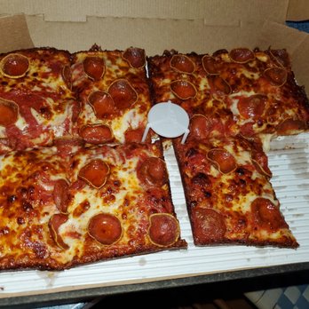 Jet's Pizza - Detroit style pepperoni well done.  Very good. - Pizza Near Me - Naperville, Illinois