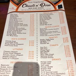 Chaats n' Prantha - Menu