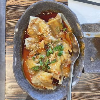 Dumpling Hours - Pork Wonton with Sesame Sauce Chili Oil - Dim Sum Near Me - Palo Alto, California Dumpling Hours - Pork Wonton with Sesame Sauce Chili Oil - Dim Sum Near Me - Palo Alto, California