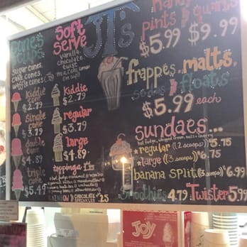 J T's Seafood - The ice cream menu. - Seafood Near Me - Brewster, Massachusetts