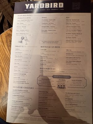 Menu photo 3 Yardbird Las Vegas, NV