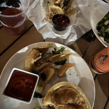 Downtown By Chef Jay Pisculli - Burger, curly Parmesan fries and non alcoholic beer. (I was driving) - Lounges Near Me - Binghamton, New York