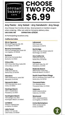 Menu photo 1 Corner Bakery Santa Ana, CA