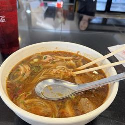 Pho with spicy broth.