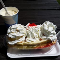 Polly's Foods - Banana Split and coconut ice cream!