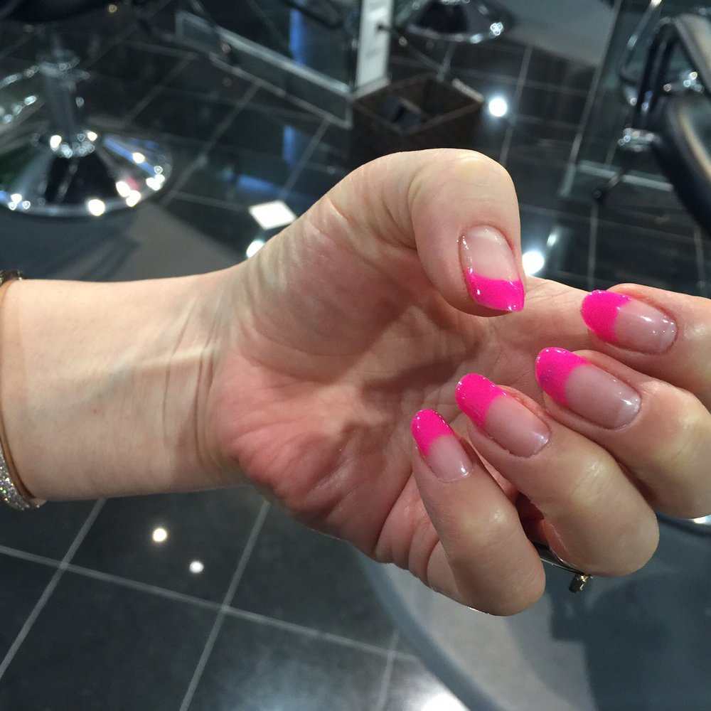 Petite Hair Salon - Hot pink gel French nails by Jennifer - Hair Salons Near Me - Carrollton, Texas