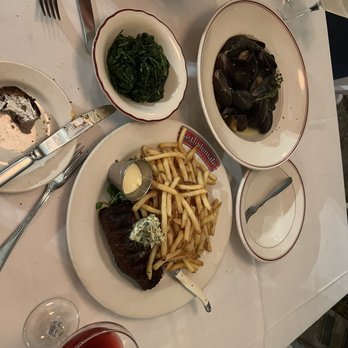 Le Diplomate - Steak Frites moulles frites and Garlic Spinach - Brasseries Near Me - Washington, DC, District of Columbia