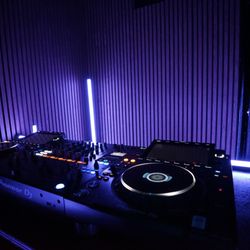 Gonzo's Studios - The DJ Rehearsal Room, also known as "The Shed". Equipped with Presonus AIR10 x 4, Sennheiser e835 x 2 and a Pioneer A9.