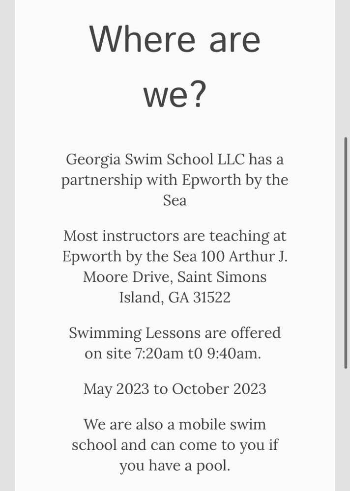 139 Altama Connector, Brunswick, Swimming Lessons/Schools