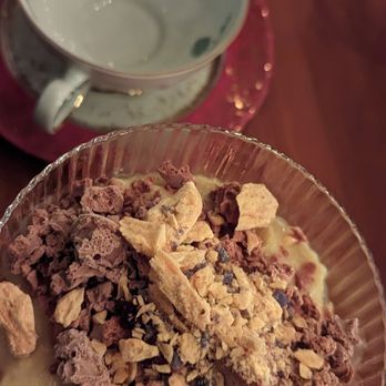 The Inn At Langley - Liquid-nitrogen chocolate foam, butter crunch, violet jelly on butterscotch pudding. - Hotels Near Me - Langley, Washington The Inn At Langley - Liquid-nitrogen chocolate foam, butter crunch, violet jelly on butterscotch pudding. - Hotels Near Me - Langley, Washington