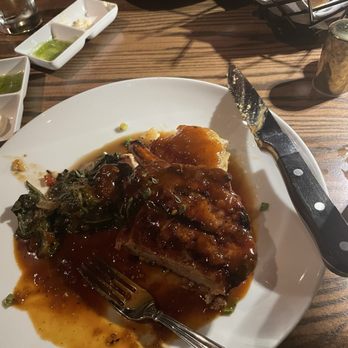 Eclipse Bistro - Pork chop, spinach, potato gratin - New American Near Me - Wilmington, Delaware