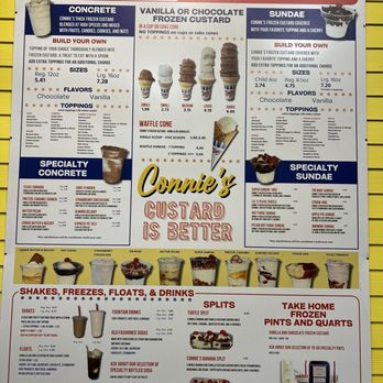 Connie's Frozen Custard - Menu - Ice Cream & Frozen Yogurt Near Me - Houston, Texas Connie's Frozen Custard - Menu - Ice Cream & Frozen Yogurt Near Me - Houston, Texas