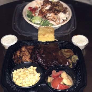 Dinosaur Bar-B-Que - 3 meat combo with chicken, ribs and brisket. Sides of Mac n cheese and cucumber salad - Barbeque Near Me - Syracuse, New York