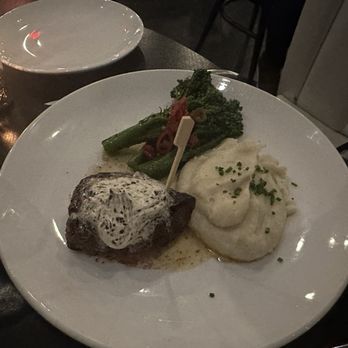 Juliet - Filet with whipped potatoes and broccolini (HRW) - Steakhouses Near Me - Houston, Texas Juliet - Filet with whipped potatoes and broccolini (HRW) - Steakhouses Near Me - Houston, Texas