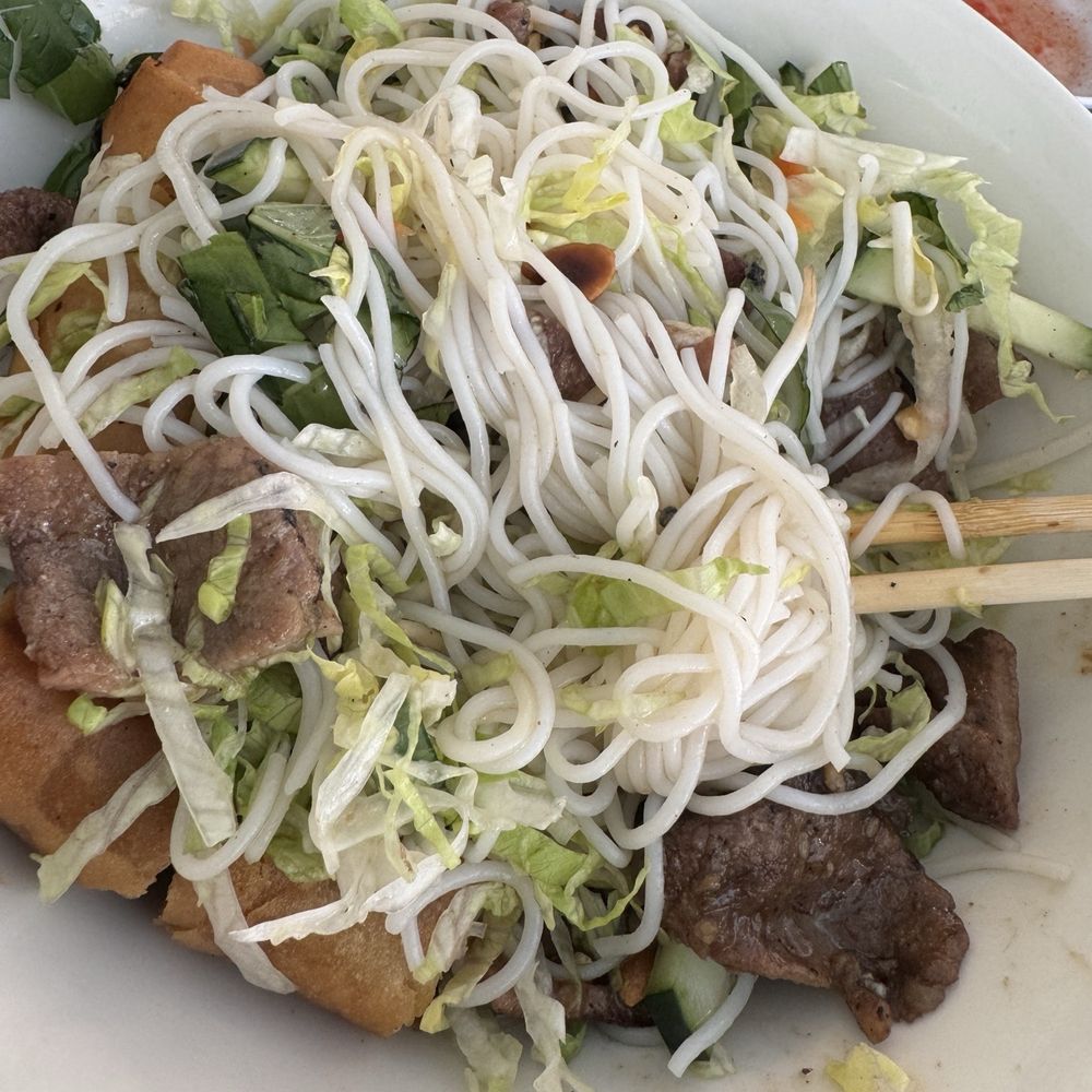 VN Dish - I ordered the #28 Vermicelli + egg rolls & pork + Vietnamese Coffee w/ Boba - Vietnamese Near Me - Corona, California VN Dish - I ordered the #28 Vermicelli + egg rolls & pork + Vietnamese Coffee w/ Boba - Vietnamese Near Me - Corona, California