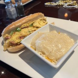 Breakfast po boy with grits