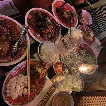 Fortunate Son - Our entrees for the night included: chicken wings, egg drop soup, general Tso's chicken, dumplings, and sweet and sour pork belly. - Chinese Near Me - San Diego, California Fortunate Son - Our entrees for the night included: chicken wings, egg drop soup, general Tso's chicken, dumplings, and sweet and sour pork belly. - Chinese Near Me - San Diego, California