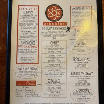 The Atom Bistro and Coffee Bar - Menu - Coffee & Tea Near Me - Glide, Oregon