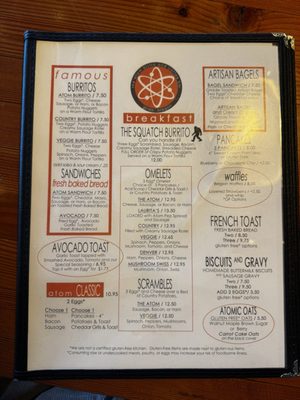Menu photo 1 The Atom Bistro and Coffee Bar Glide, OR