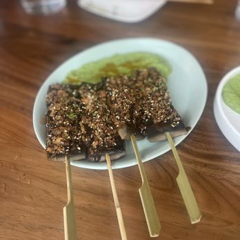 Uchibā Austin - mushroom skewers - take my money and slap ya mama - Cocktail Bars Near Me - Austin, Texas