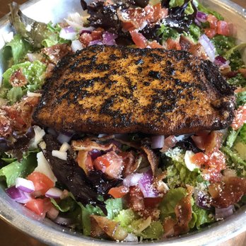 The Copper Athletic Club - Chopped salad with salmon instead of chicken! The salmon has Cajun seasoning on it. DELICIOUS!!!! - Sports Bars Near Me - Marshall, Michigan The Copper Athletic Club - Chopped salad with salmon instead of chicken! The salmon has Cajun seasoning on it. DELICIOUS!!!! - Sports Bars Near Me - Marshall, Michigan