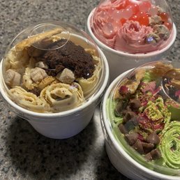 three different flavors of ice cream three different flavors of ice cream