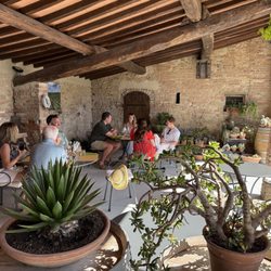 La Lastra - Covered patio to taste the wines and food.