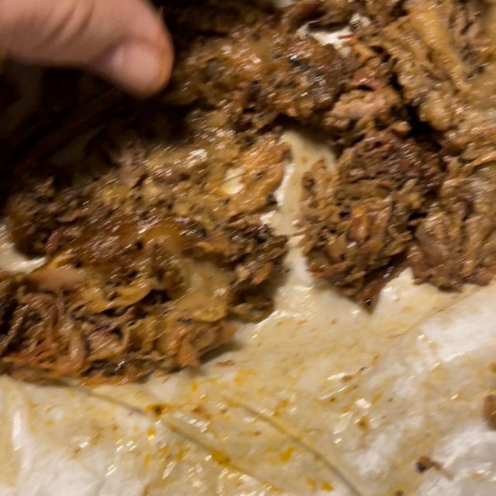 Nothing but fat & grissell stuck together on two large pieces. You couldn't eat it.