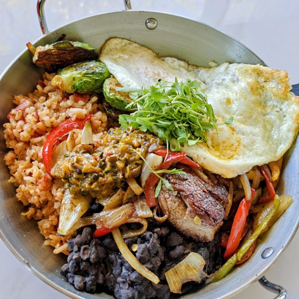 Bedda - The beautiful and delicious Lomo the Res plate. $18. Beef tenderloin, rice, beans, eggs, veggies and a gremolata. Fantastico! - Breakfast & Brunch Near Me - San Diego, California Bedda - The beautiful and delicious Lomo the Res plate. $18. Beef tenderloin, rice, beans, eggs, veggies and a gremolata. Fantastico! - Breakfast & Brunch Near Me - San Diego, California