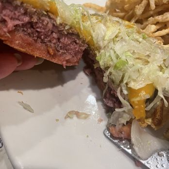 Landry's Seafood House - suppose to be a pink burger-yep really pink- - Seafood Near Me - Katy, Texas Landry's Seafood House - suppose to be a pink burger-yep really pink- - Seafood Near Me - Katy, Texas