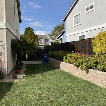 California Landscaping DP - After: side yard with wall using concrete blocks and plant border. - Landscaping Near Me - Fairfield, California