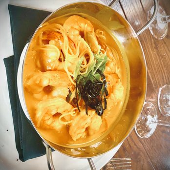 Cotton Court - Coconut Curry with orawns over rice noodles!!!!!! Wow!!!!! I was not anticipating this dish to be do yummy!!!! - Hotels Near Me - Lubbock, Texas
