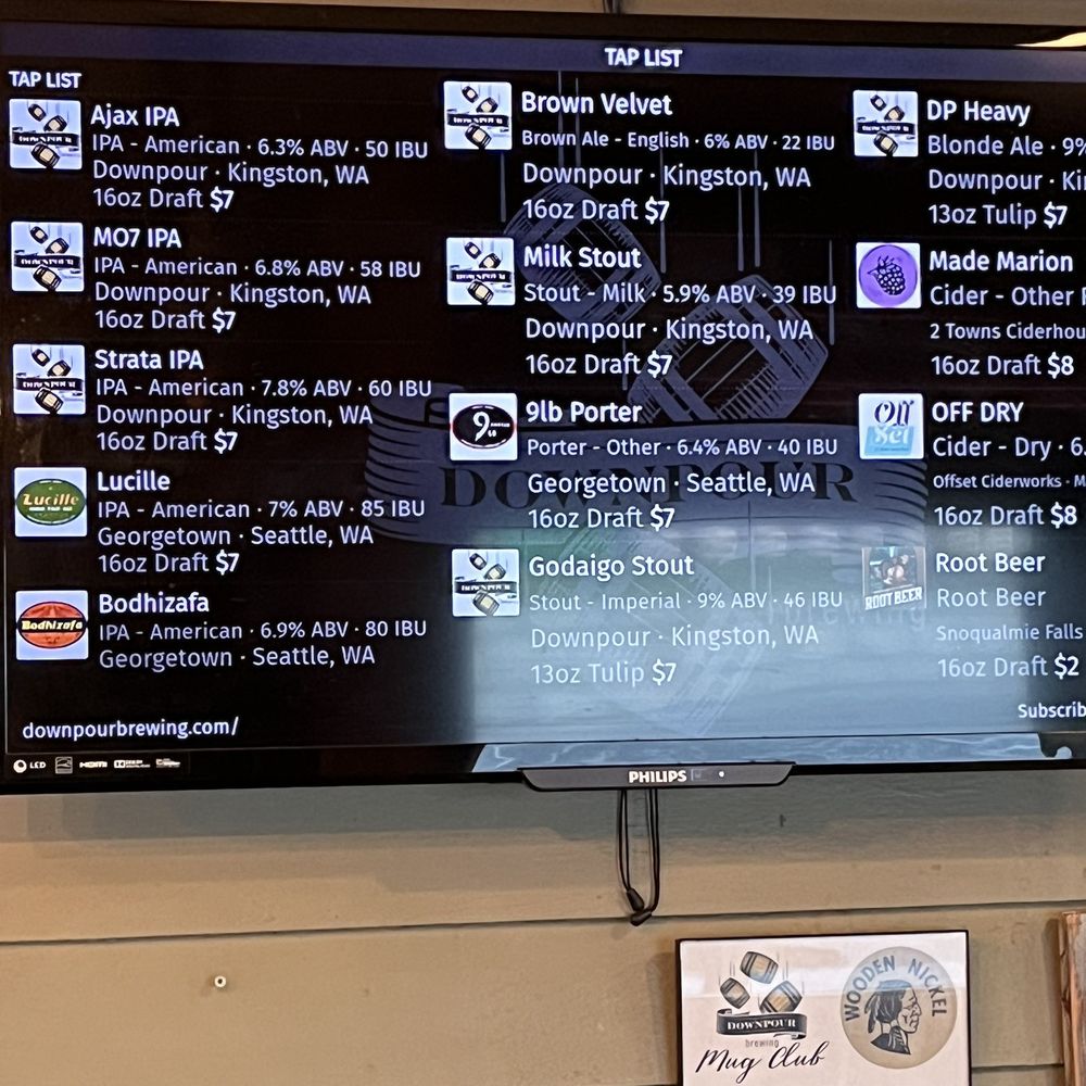 Downpour Brewing - Menu - Breweries Near Me - Kingston, Washington