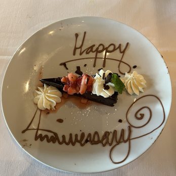 333 Pacific - Dirty anniversary plate with strawberries that must have been on there a while since it leaked juice everywhere - Steakhouses Near Me - Oceanside, California