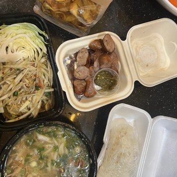 Sweet Rice and Spice - Papaya Salad, Lao Sausages, Khao Piak Sen, Sticky Rice and banana chips - Laotian Near Me - Garden Grove, California Sweet Rice and Spice - Papaya Salad, Lao Sausages, Khao Piak Sen, Sticky Rice and banana chips - Laotian Near Me - Garden Grove, California