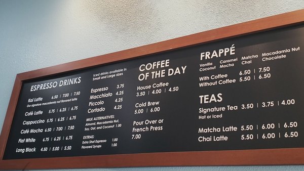Menu photo 3 Kai Coffee Honolulu, HI Menu photo 3 Kai Coffee Honolulu, HI