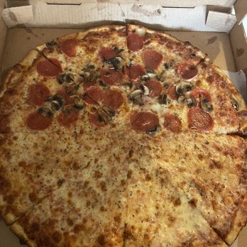 Sofia's Pizza - 18inch half cheese and pepperoni/mushroom. My family thought it tasted great! - Pizza Near Me - Durham, North Carolina