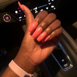 Coffin full set with gel polish. Coffin full set with gel polish.