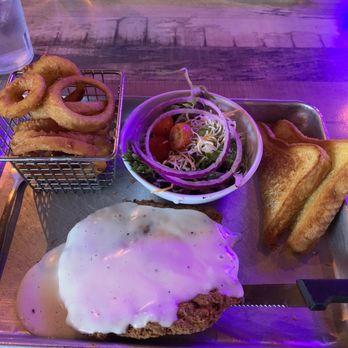 Blu Barrel Bar & Grill - Chicken fry and rings. For a frozen patty, it was pretty good! - Bars Near Me - Abilene, Texas
