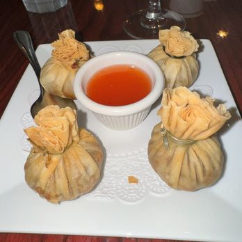 Thai Aroma - Chicken Money Dumpling Bag (4 pcs).......so freaking good - Thai Near Me - Ellicott City, Maryland Thai Aroma - Chicken Money Dumpling Bag (4 pcs).......so freaking good - Thai Near Me - Ellicott City, Maryland