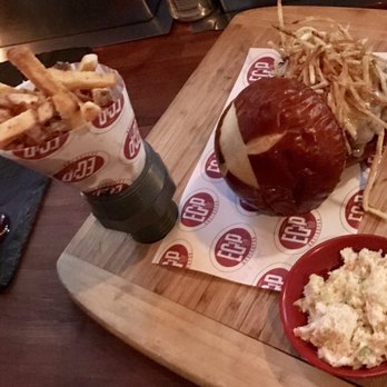 EGP Gastropub - 50/50 burger ft philly cheese steak egg roll and mac n cheese sphere - Gastropubs Near Me - Oceanside, New York