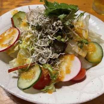 Otafuku Restaurant - Salad with homemade Yuzu and dried baby sardines. - Japanese Near Me - Gardena, California