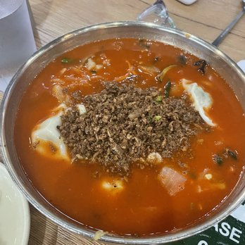 MDK Noodles - Spicy Kalguksu Spicy Knife Cut Noodle in Chicken Broth - Noodles Near Me - Houston, Texas MDK Noodles - Spicy Kalguksu Spicy Knife Cut Noodle in Chicken Broth - Noodles Near Me - Houston, Texas