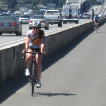 I-90 Floating Bridge - Cyclists are much more common on the path than those on foot.  On foot, the round trip will cancel out your breakfast. - Landmarks & Historical Buildings Near Me - Seattle, Washington